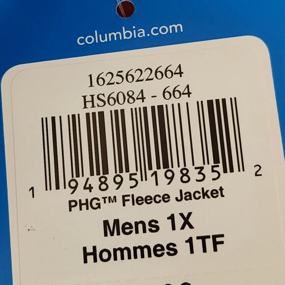 Columbia PHG Men’s 1X Fleece Jacket – Red Jasper Full Zip, NWT - Picture 6 of 11